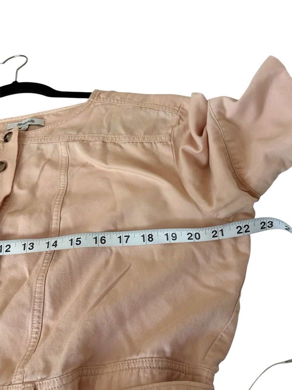 Madewell bashful blush top-stitched utility style coverall jumpsuit, size 14 - Picture 6 of 7